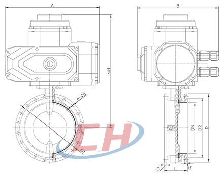 電動(dòng)襯F4法蘭蝶閥結(jié)構(gòu)圖