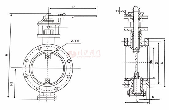 手動通風(fēng)蝶閥結(jié)構(gòu)圖